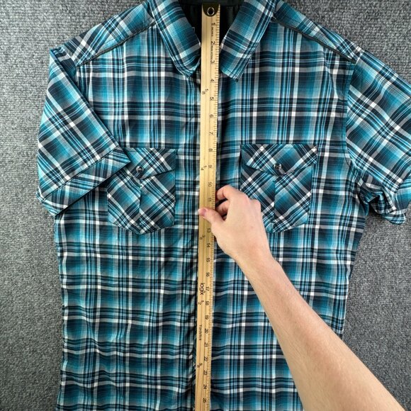 Kuhl Mens Short Sleeve Pearl Snap Up Shirt Plaid Blue Gray Eluxur Small Western - Picture 2 of 11